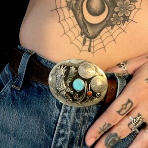 Vintage Silver and Turquoise Belt